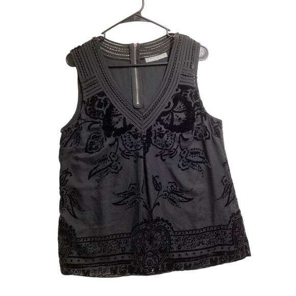 Daniel Rainn  by Anthropologie Shell Black Velvet Burnout Sleeveless  women’s M - Picture 1 of 6